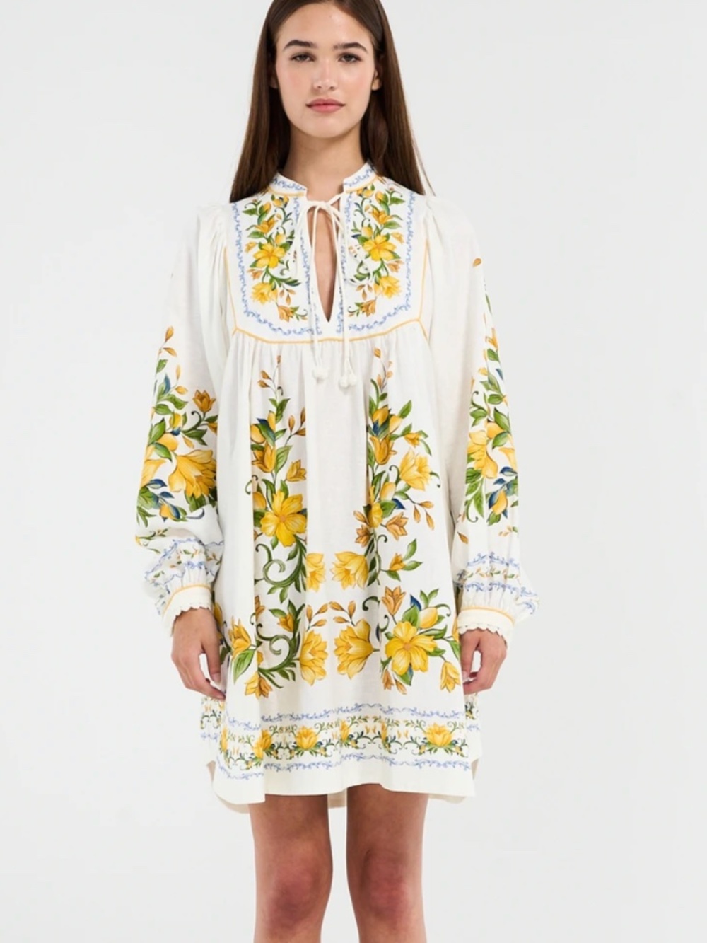 FARM Rio SICILY OFF-WHITE MINI DRESS M